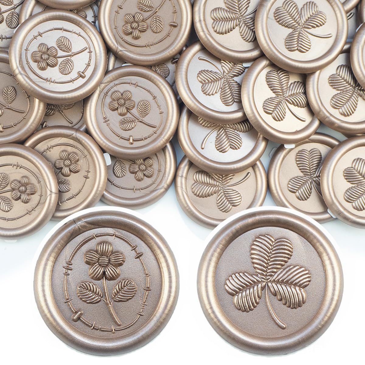 56-Pack Bronze Wax Seal Stickers – Self-Adhesive Sealing Stickers with Rosemary and Four-Leaf Clover Designs, Perfect for Wedding Invitations, Christmas Gifts, Gift Wrapping, and Parties