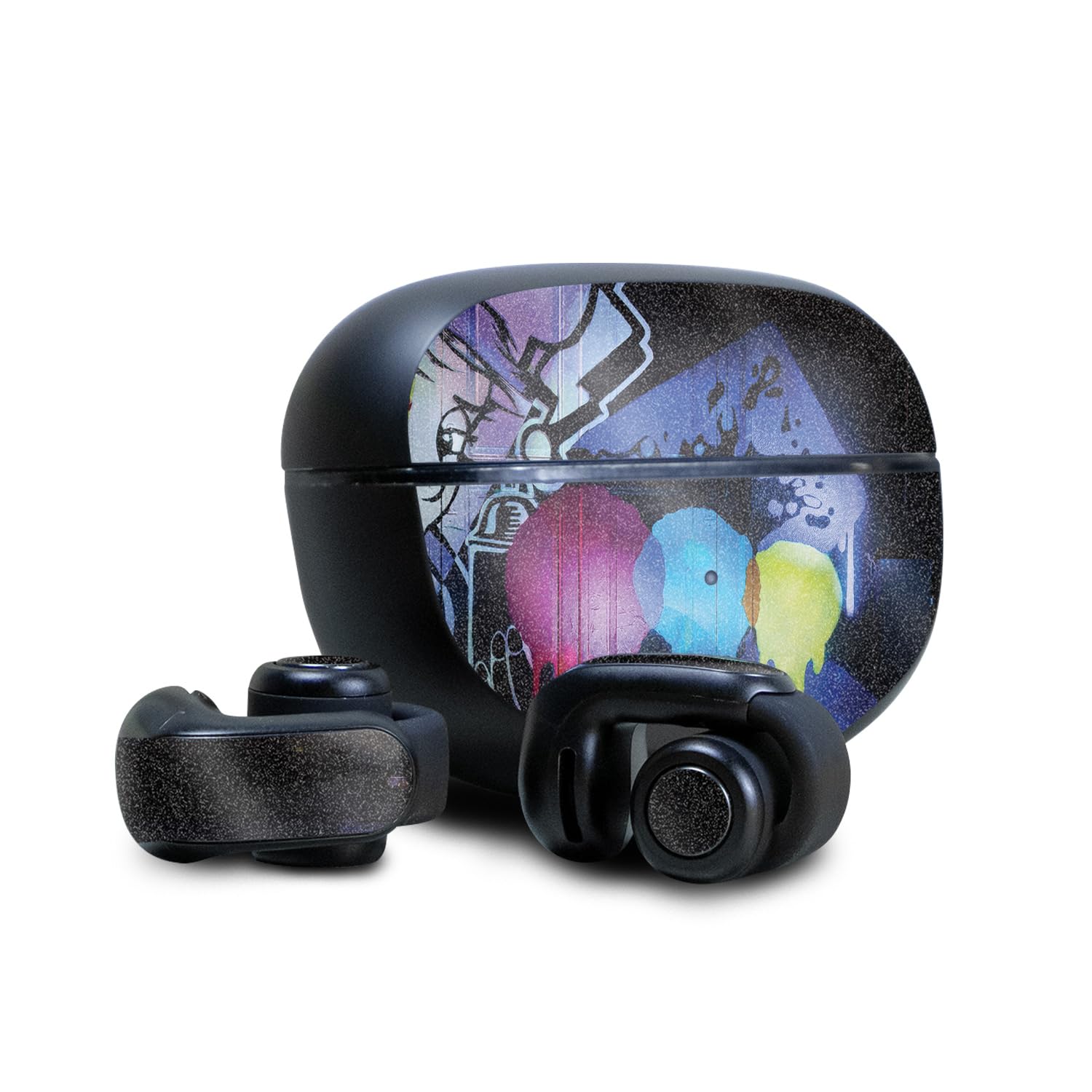 Glossy Glitter Skin Compatible with Bose Ultra Open Earbuds - Midnight Mischief - Premium 3M Vinyl Protective Wrap Decal Cover - Easy to Apply | Crafted in The USA by MightySkins