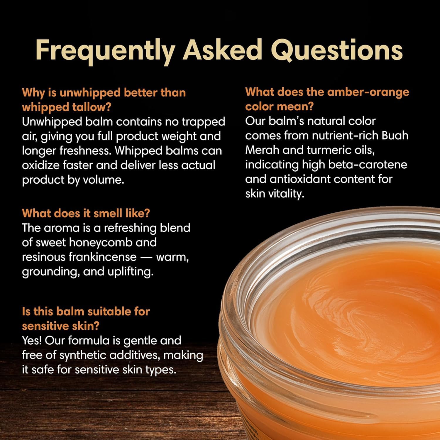 Manuka Honey Unwhipped Tallow Balm – Handmade Grass-Fed Beef Tallow with Frankincense, Vitamin E, Castor Oil, Buah Merah & Turmeric – Hydrates & Nourishes Skin for Men, Women & Kids – 2oz Glass Jar - Image 5