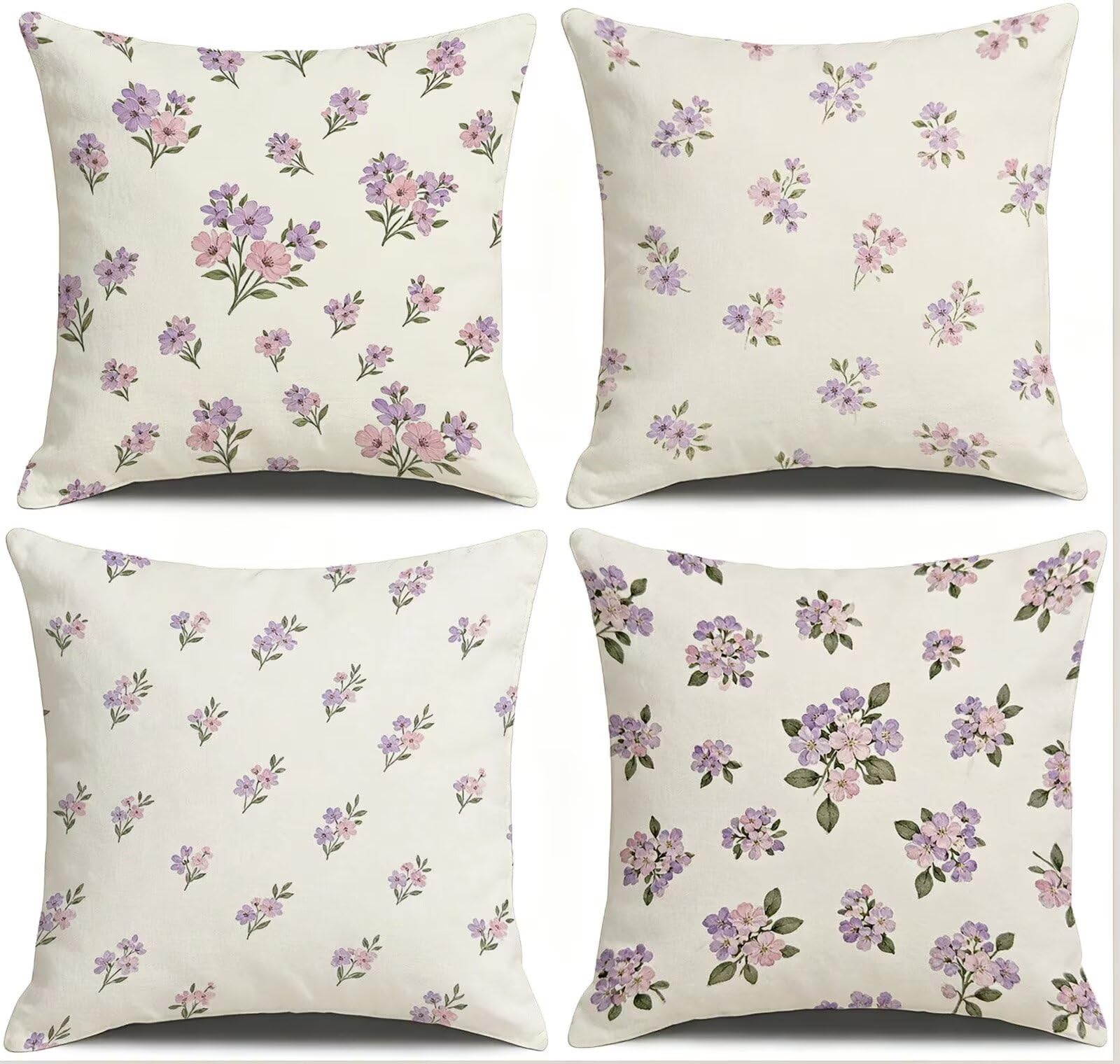 Viola Federe Cuscini Divano 60x60cm, Cuscini da Esterno Set de 4, Cod-186 | Velour Copricuscini Decorativi Letto Arredo, per Letto, Soggiorno, Giardino, Esterno, Casa Decorazione Set di 4 Fiore
