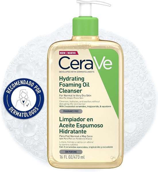 CeraVe Limpiador en Aceite Espumoso Hidratante, Para Pieles Normales a Muy Secas con Tendencia Atópica, Para Rostro y Cuerpo, Limpia e Hidrata, Enriquecido con Ácido Hialurónico, 473ml - 2