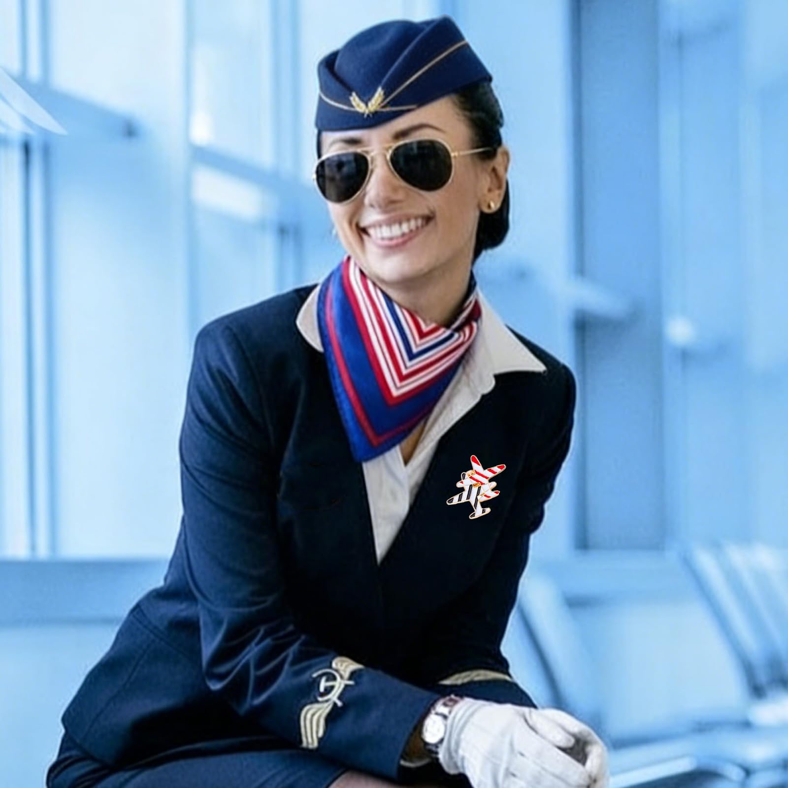 MUNSKT Navy Blue Professional Flight Attendant Costume - Image 4