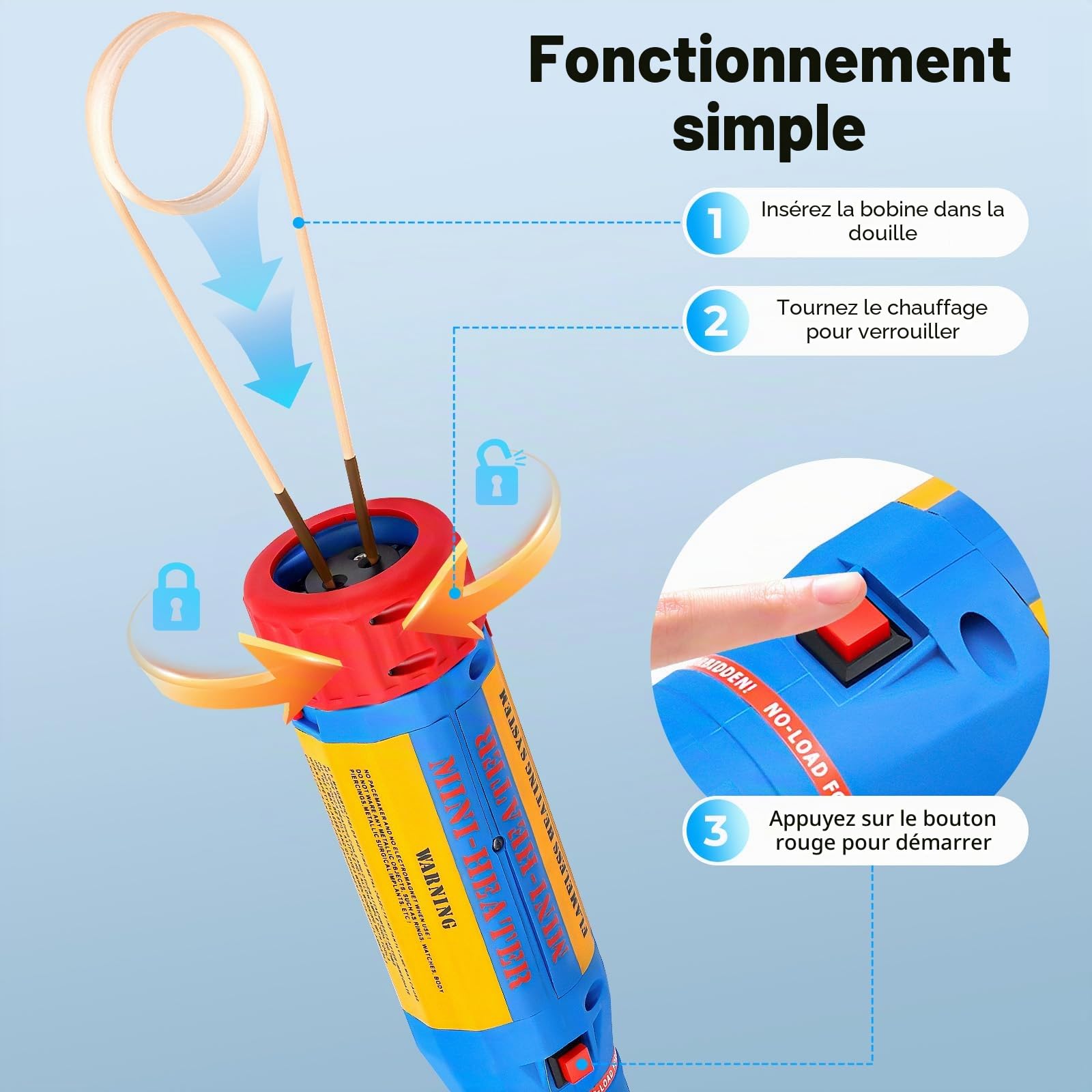 Chauffage par induction magnétique, appareil de chauffage par induction, ensemble d'outils manuels chauffants par induction, outil de chauffage par induction pour enlever les vis, appareil de