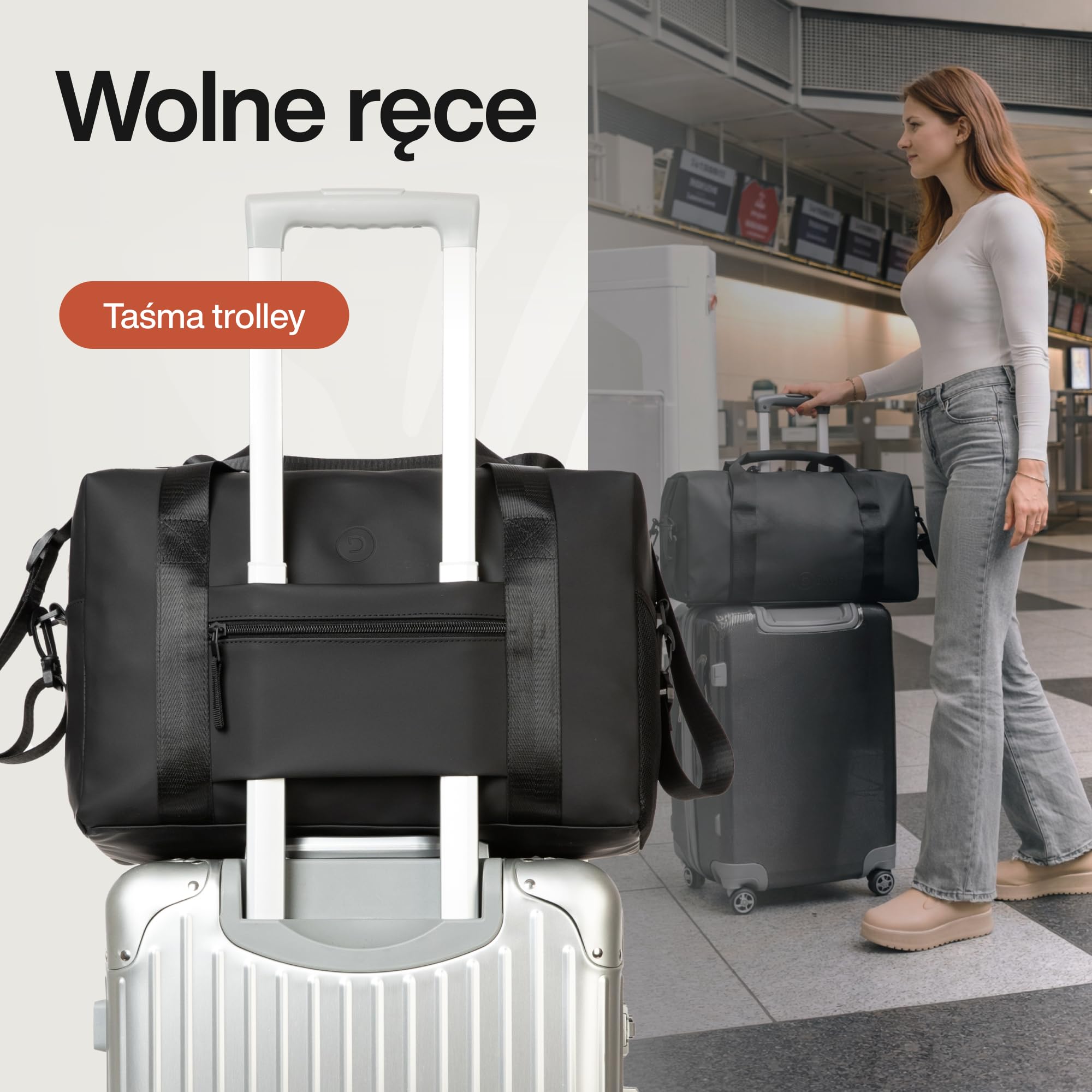 TRAVEL DUDE Torba podręczna Ryanair 40 x 20 x 25 cm, wodoodporna torba podróżna 20 l, mała torba weekendowa i sportowa do lotów Ryanair i Eurowings, czarna, dla kobiet i mężczyzn