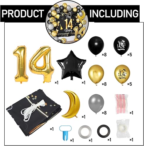 Miniatura 28 de Juego de globos dorados de feliz cumpleaños número 31 – Saludos a los 31 años de edad, guirnalda temática de fiesta con estrellas y luna, decoración