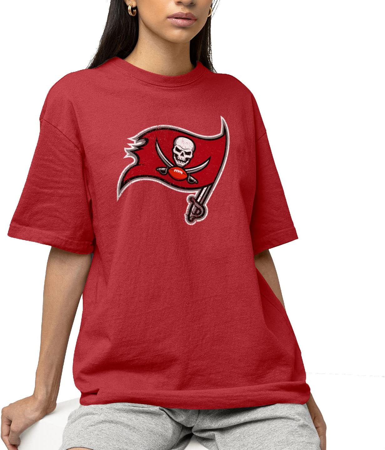 Hybrid Sports NFL - Tampa Bay Buccaneers - Distressed Team Logo - Men's and Women's Short Sleeve T-Shirt - Size 2 X-Large Tampa Bay Buccaneers - Cardinal Red - Image 2