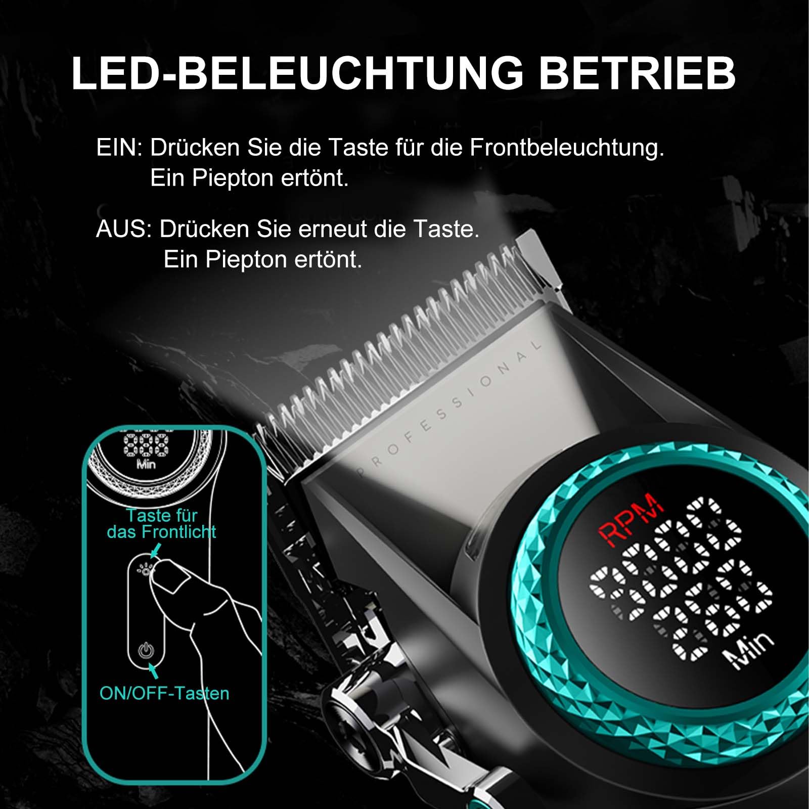 VGR 001 & 977 Profi Haarschneider für Herren Mit DLC-Beschichteten Klingen | Schnurlose Friseurschermaschine zum Haarschneiden, Karbonstahlklinge Haarschneider für Barbiere, LED-Anzeige