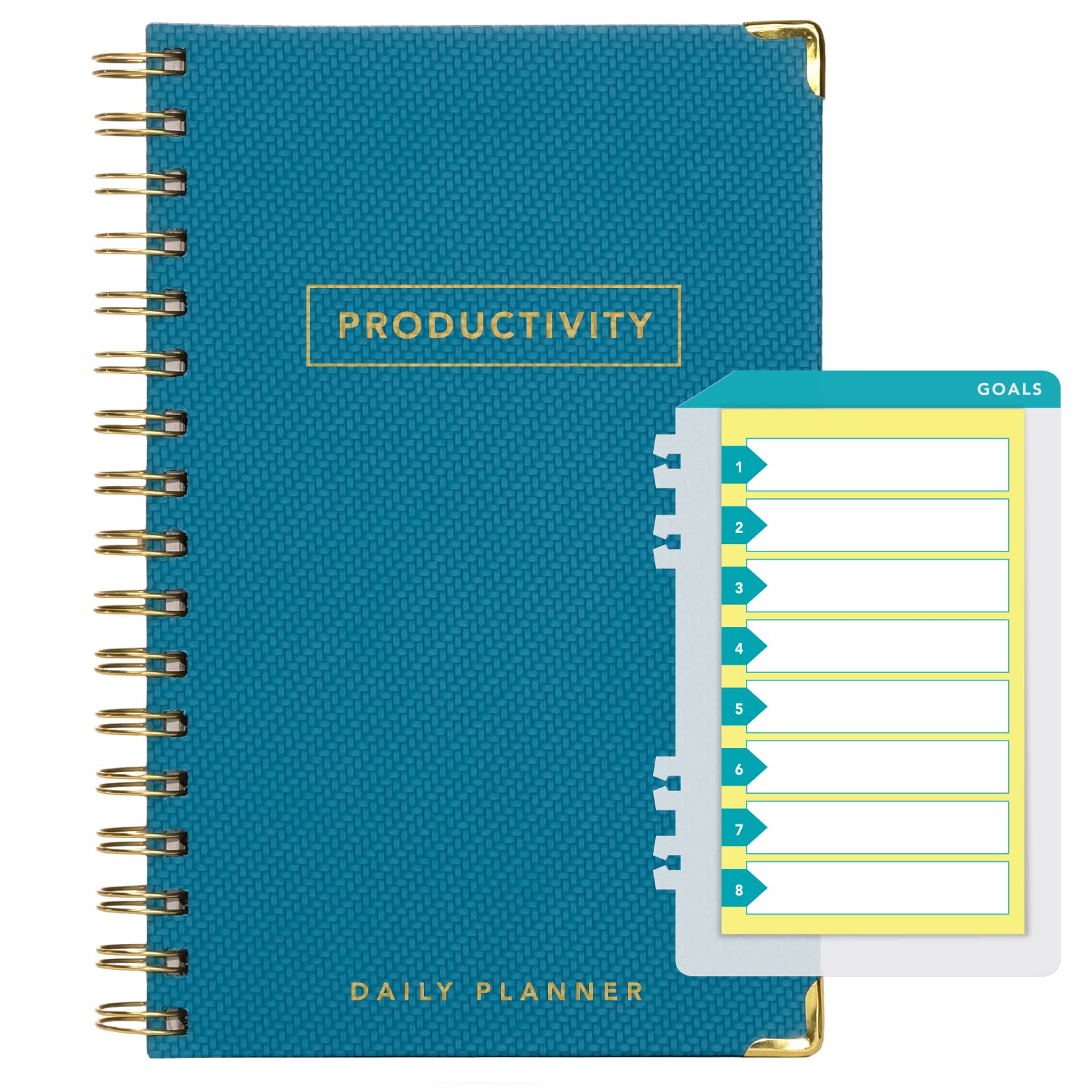 Global Printed Products Productivity Planner Con Segnalibro E Blocco Note, Quaderno A Spirale Per Pianificazione Giornaliera, 14 X 21,6 Cm (Verde Acqua)-image