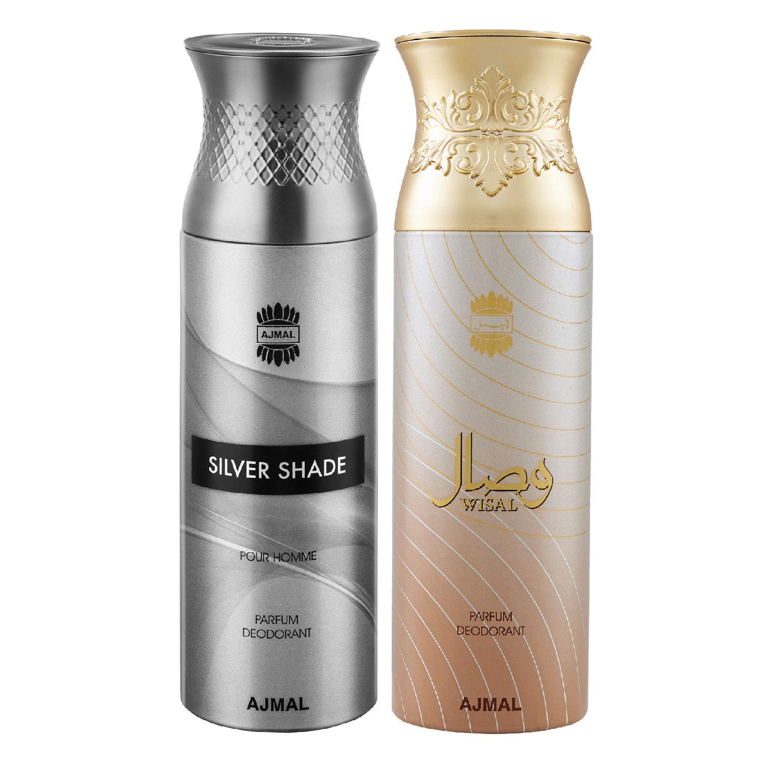 Ajmal Silver Shade & Wisal Deodorant Spray Gift For Men & Women (200 ml, Pack of 2)