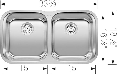 Miniatura 4 de BLANCO 442576 Stellar Super Single - Fregadero de cocina de acero inoxidable para montaje bajo encimera, 32 x 18pulgadas