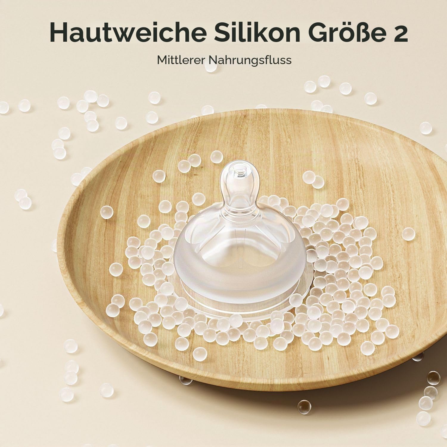 Oberni 240ml/8oz Babyflasche mit Größe 2 Mittel Fluss sauger, Anti-kolic Milchflasche für Neugeborene Baby ab 3 Monate +, Beige / 2 Stück