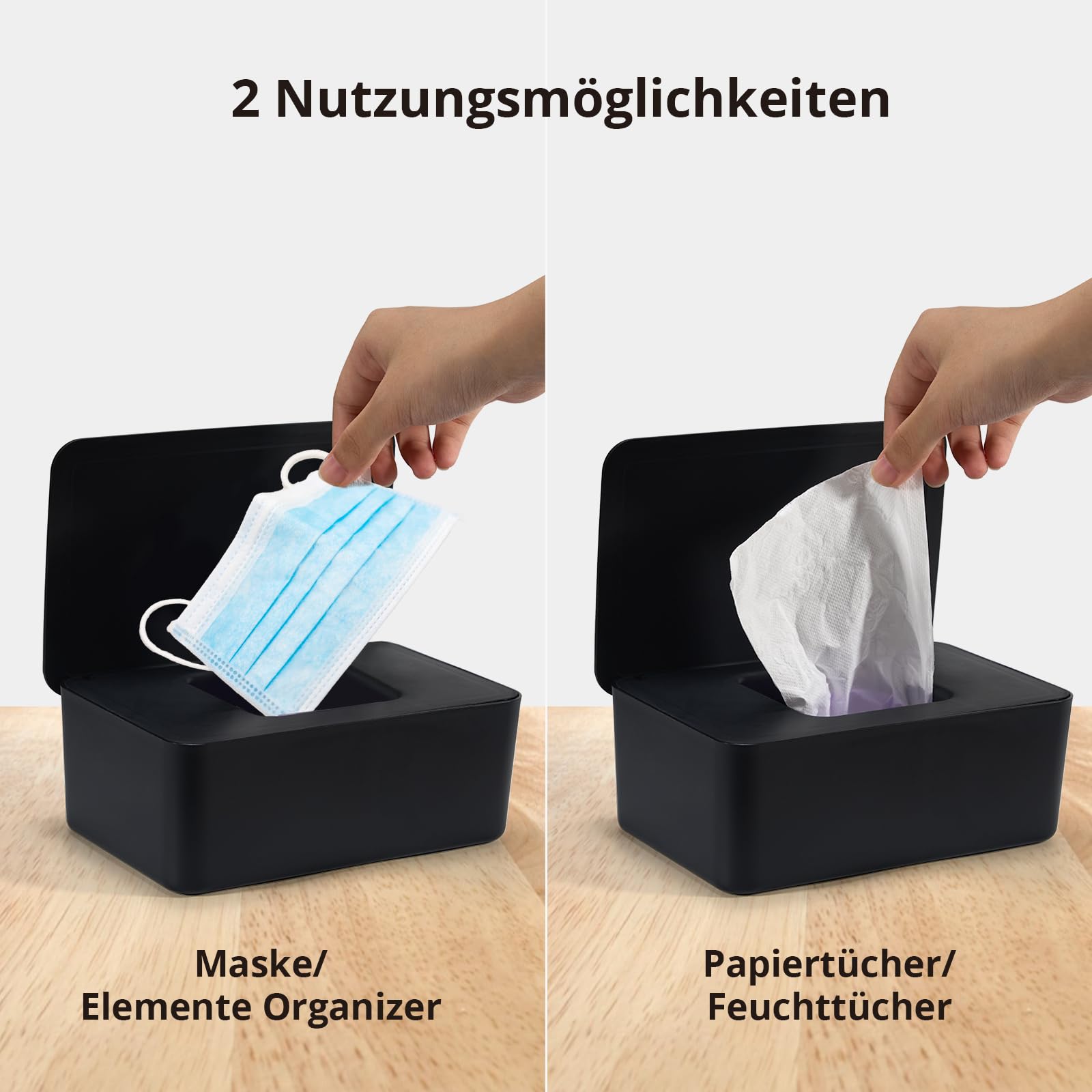 Cutiolly Lot De 2 Boîtes à Lingettes Humides Avec Couvercle - Orange Et Gris