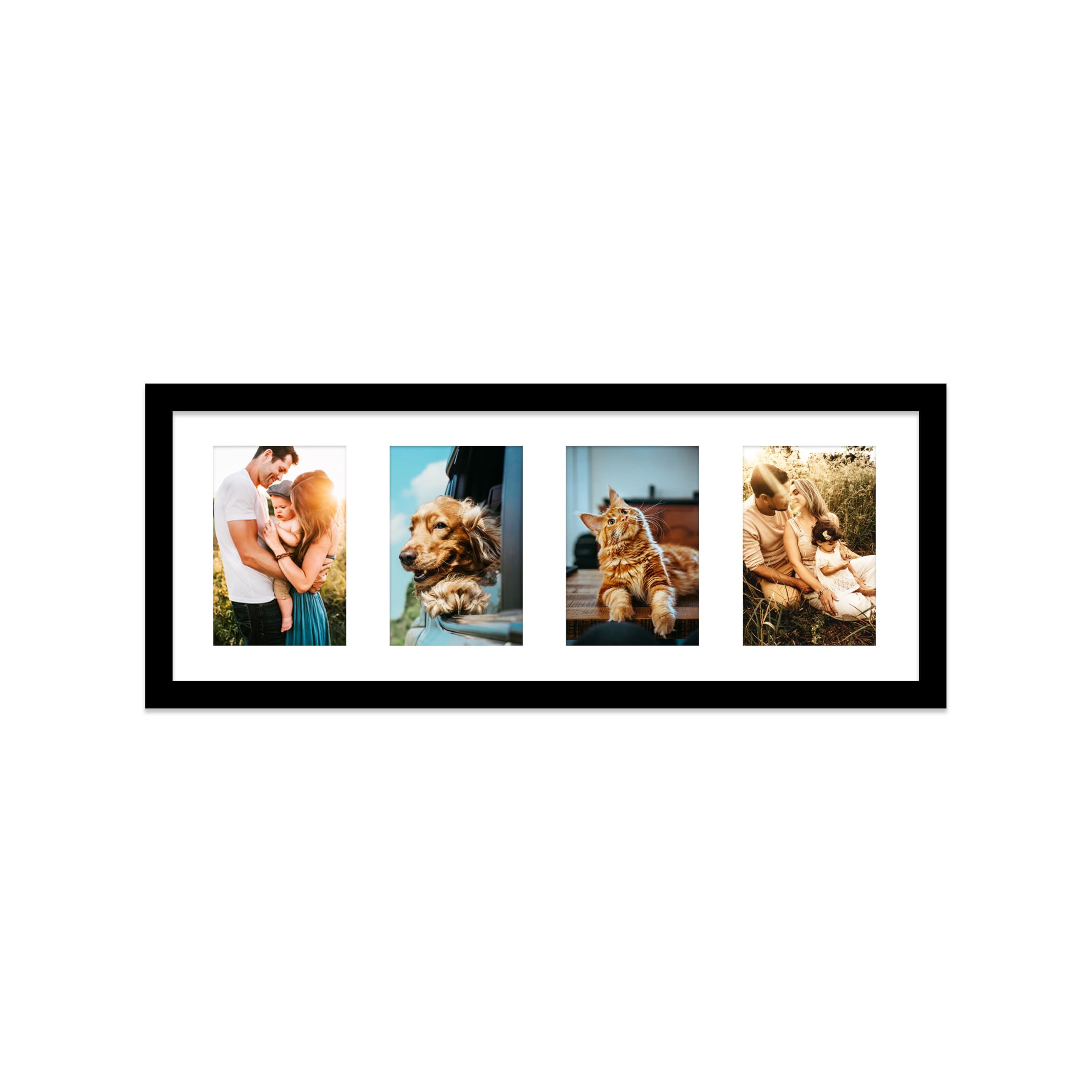 Black Multi Photo Frame - Holds 4 x 6x4 Pictures, Family Collage Picture Frame for Wall Display, 8x22 Panoramic Frame Size, Pack of 1 โ image 1