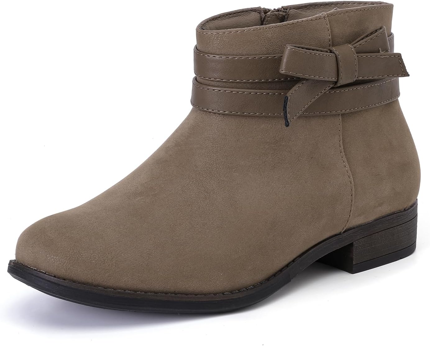 LuoikaWomen's Wide Width Ankle Boots, Extra Wide Low Heel Side Zipper Booties. 180609 Brown 9.5w