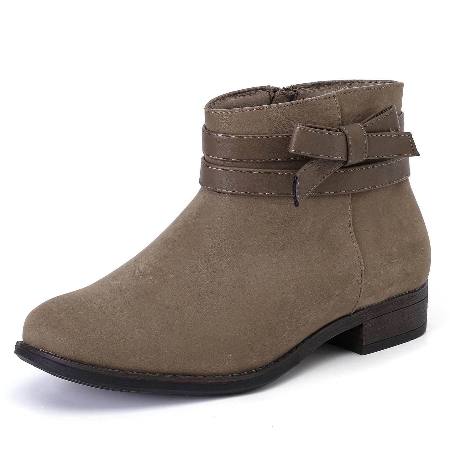 LuoikaWomen's Wide Width Ankle Boots, Extra Wide Low Heel Side Zipper Booties. 180609 Brown 9.5w