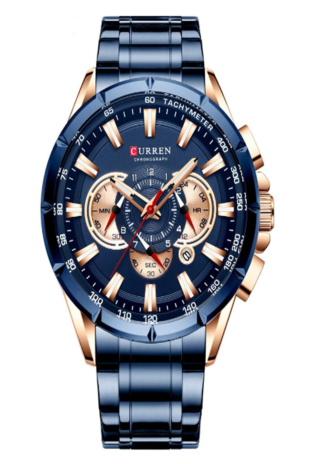 CURREN Stainless Steel Quartz Chronograph Analogue Blue Men Casual Wrist Watch Sport Watches CR-8363 (B08K4NF5MQ) Amazon Price History, Amazon Price Tracker