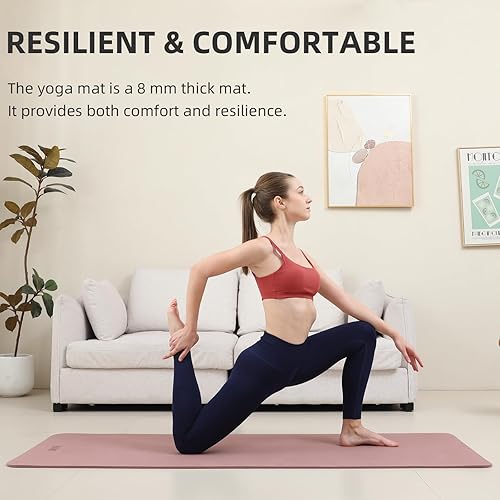 Miniatura 2 de Alfombrilla de yoga extra ancha de 26.0 in y 0.315 in de grosor, suave y ligera con correa, alta elasticidad, antifatiga para mujeres, yoga,