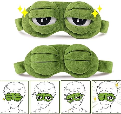 Amazon Co Jp 面白いクリエイティブペペフロッグ悲しいカエル3dアイマスクカバー漫画柔らかい豪華な寝ているマスクグリーン 色 緑 ドラッグストア