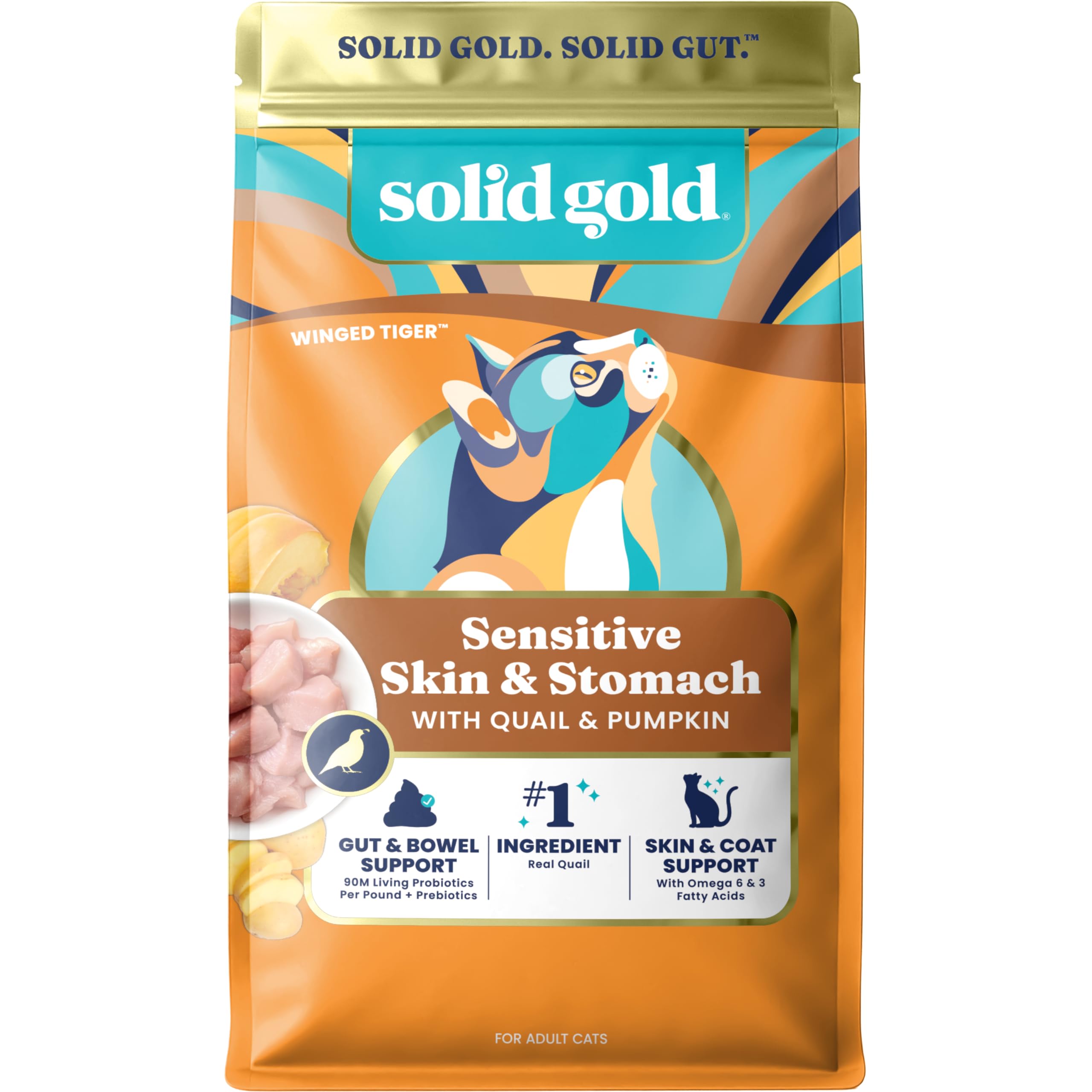 Solid Gold Sensitive Stomach Dry Cat Food - Grain Free Gluten Free Sensitive Stomach Cat Food for Indoor Adult/Senior Cats - Dry Kibble for Cats w/