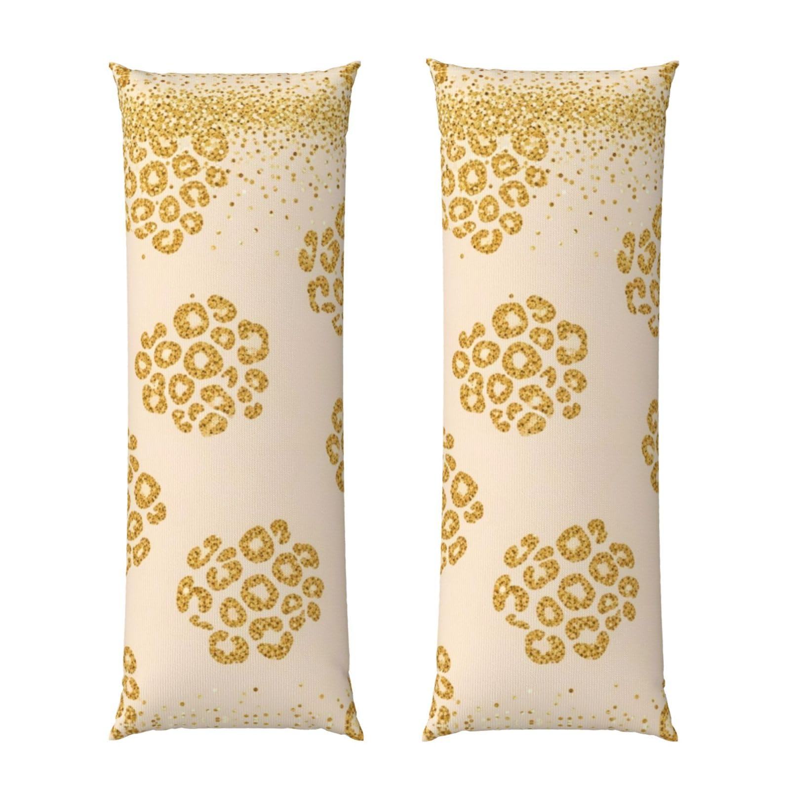Long Pillowcase 20x54 Inch, Gold Glitter Pattern Cheetah Leopard Print, Ultra Soft Body Pillow Cover with Hidden Zipper, Wrinkle Resistant Fabric for Bed Couch Home Decoration
