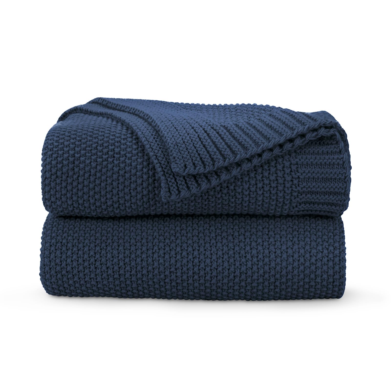 CozeCube Navy Blue Throw Blanket for Couch, Soft Cozy Cable Knit Throw for Bed Sofa Living Room, Lightweight Warm Decorative Farmhouse Christmas Blanket, 50"x60", Navy Blue