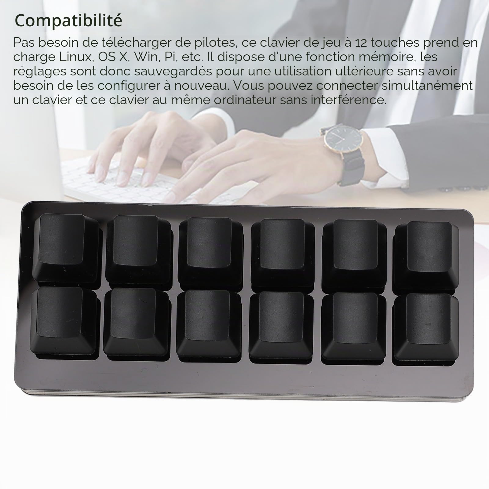 Dpofirs Clavier de Jeu Mécanique à 12 Touches, Claviers de Jeu PC RVB, Clavier Mécanique à Une Main, Clavier Filaire, Clavier Programmable et échangeable à Chaud (Black)
