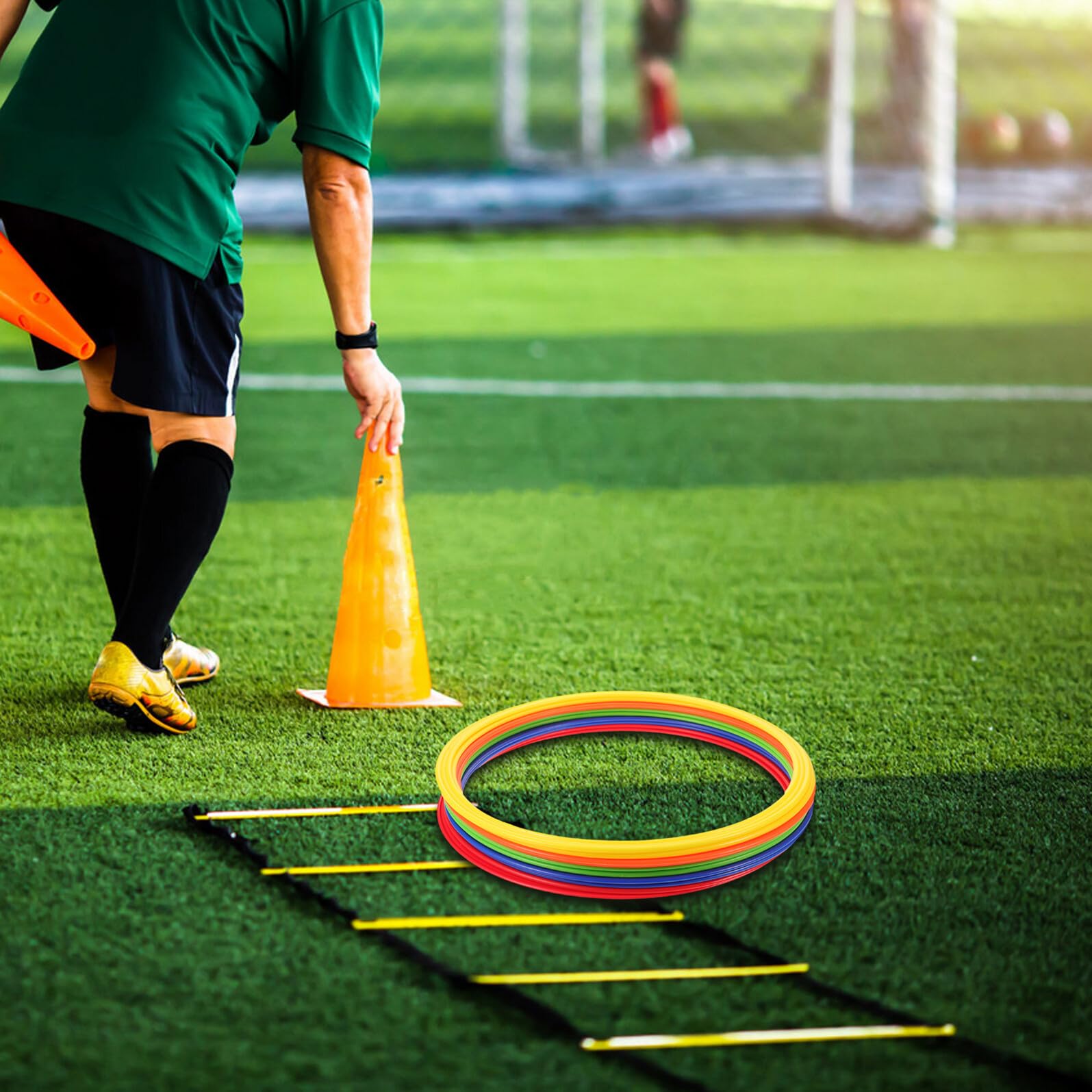 Abaodam 10pezzi Anelli di Allenamento per Agilità Cerchi in Plastica per Saltare Attrezzatura per Allenamento nel Basket Anelli da Calcio per Agilità di velocità per Calcio e Basket