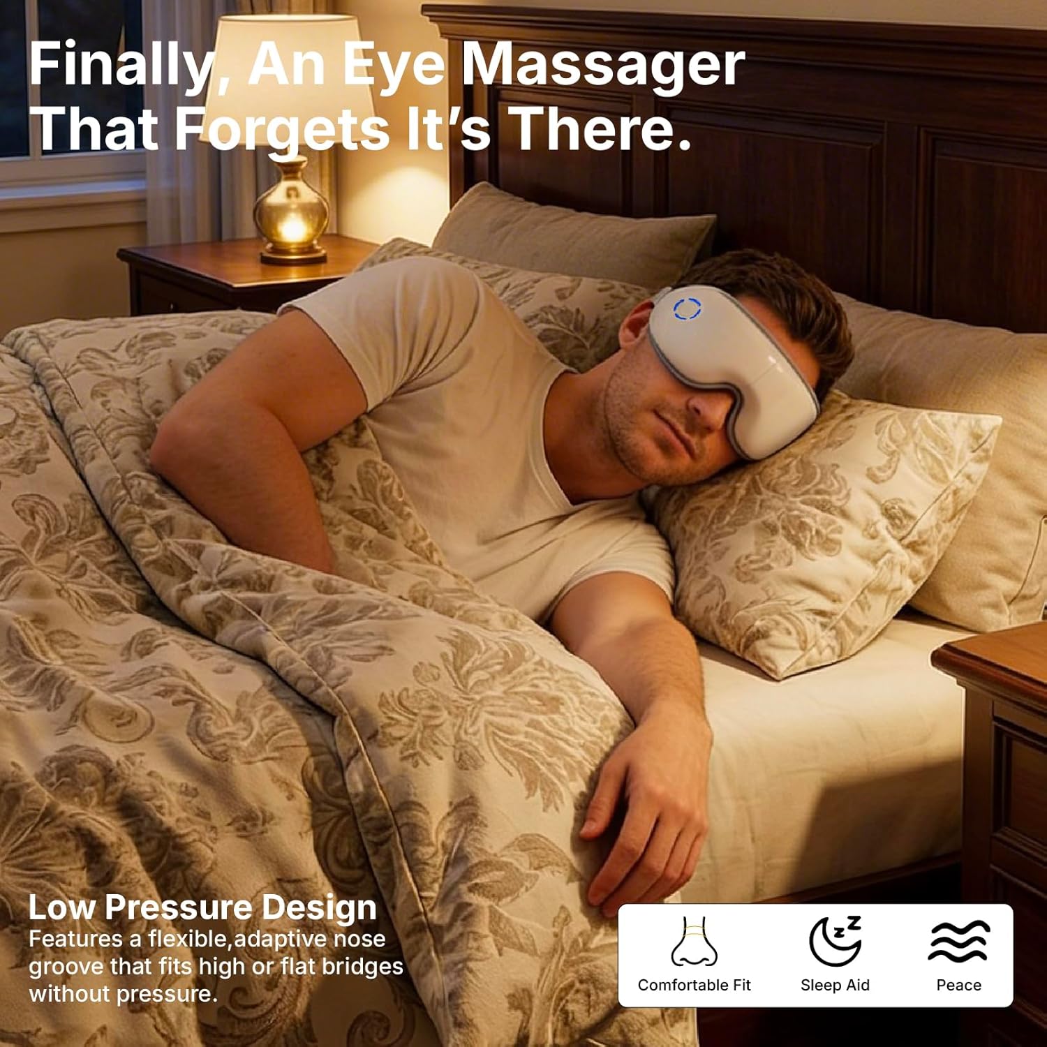 Eye Massager with Heat Sleep Mask with Air Pressure Vibration Massage, Bluetooth, Portable Rechargeable Eye Massage, Self Care Gifts for Women, Travel Essentials, 5 Modes