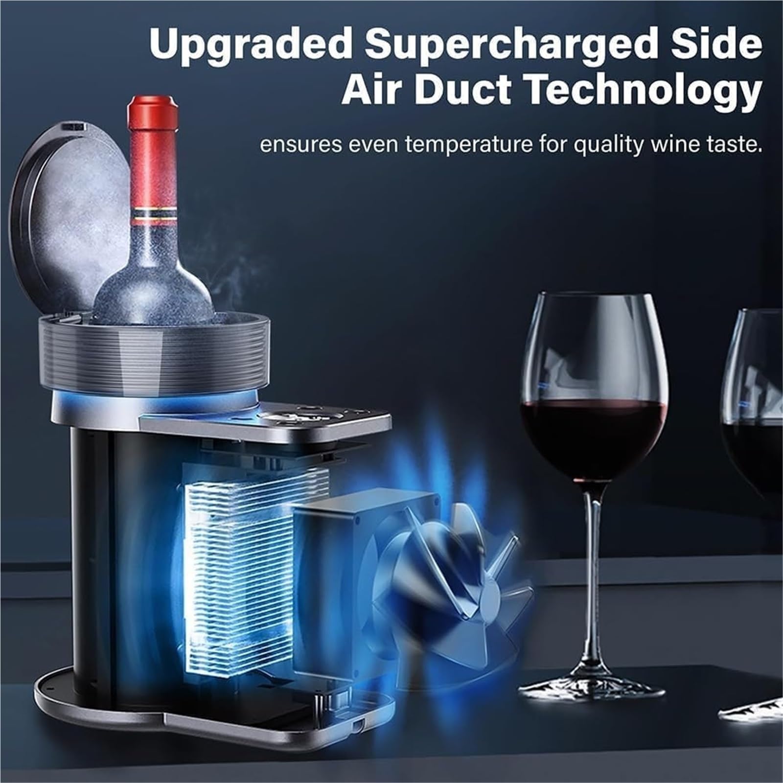 Enfriador de vino eléctrico para botellas individuales, enfriador de bebidas portátil de acero inoxidable, control LCD de 2 a 20 °C, ideal para fiestas, hogar, viajes, coche, capacidad de 750 ml