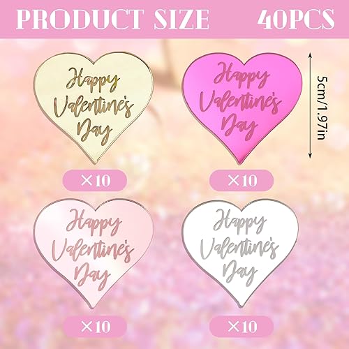 Miniatura 10 de URROMA Decoración para cupcakes de feliz día de San Valentín, 20 piezas de oro rosa con temática de amor dulce para el día de San Valentín para baby