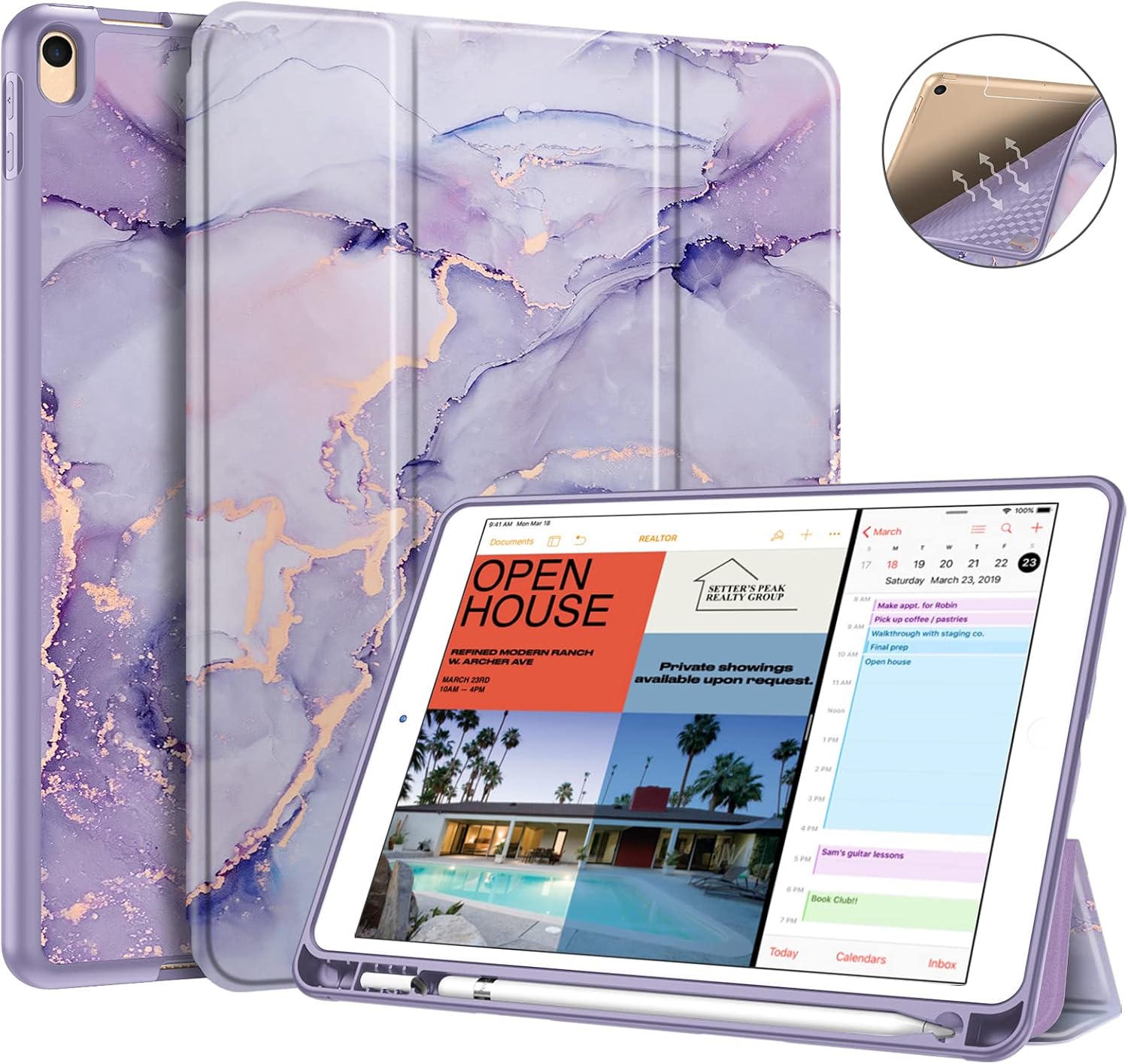 Fintie SlimShell Case for iPad Air 3rd Gen 10.5" 2019 / iPad Pro 10.5 Inch 2017 with Built-in Pencil Holder - Lightweight Smart Stand Soft TPU Back Cover, Auto Wake/Sleep