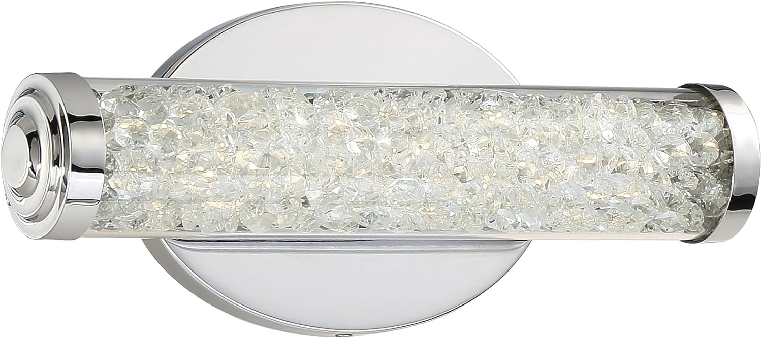 GEORGE KOVACS P1191-077-L Diamonds LED Vanity Bath Light, 1-Light, 12 Total Watts, 5-in H x 12.25-in W, Chrome