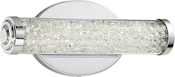 GEORGE KOVACS P1191-077-L Diamonds LED Vanity Bath Light, 1-Light, 12 Total Watts, 5-in H x 12.25-in W, Chrome
