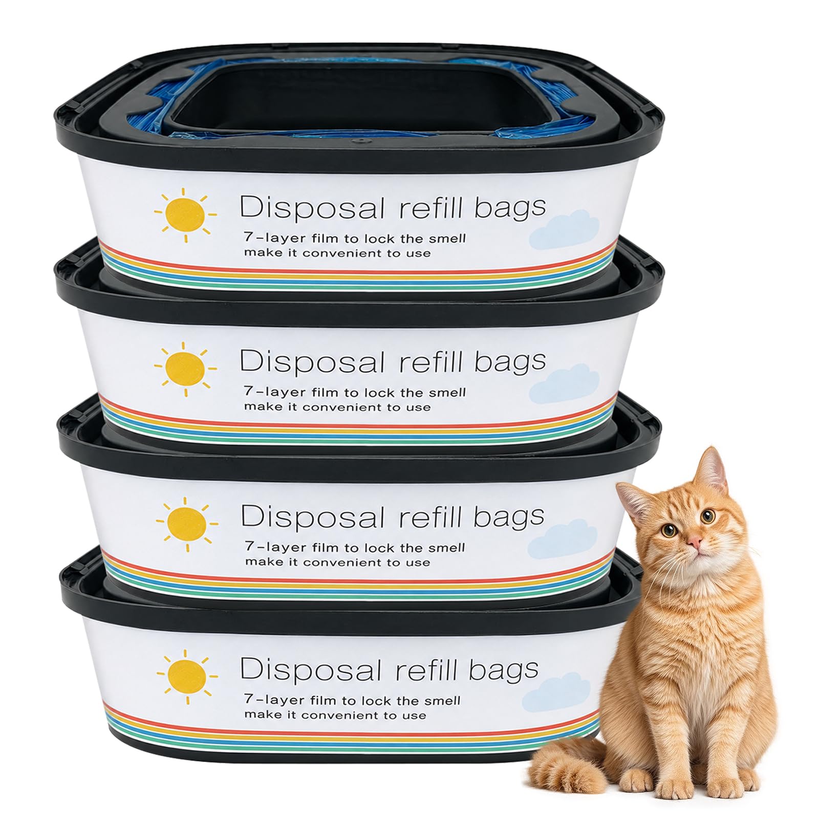 Sacs de litière pour chat en lot de 4 pour un intérieur frais et propre