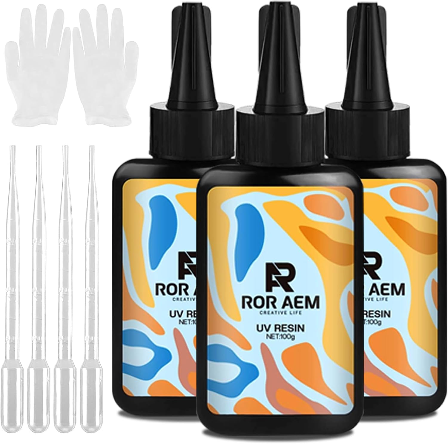 RorAem UV Resin Kit 300g 3PCS Crystal Clear UV Epoxy Resin