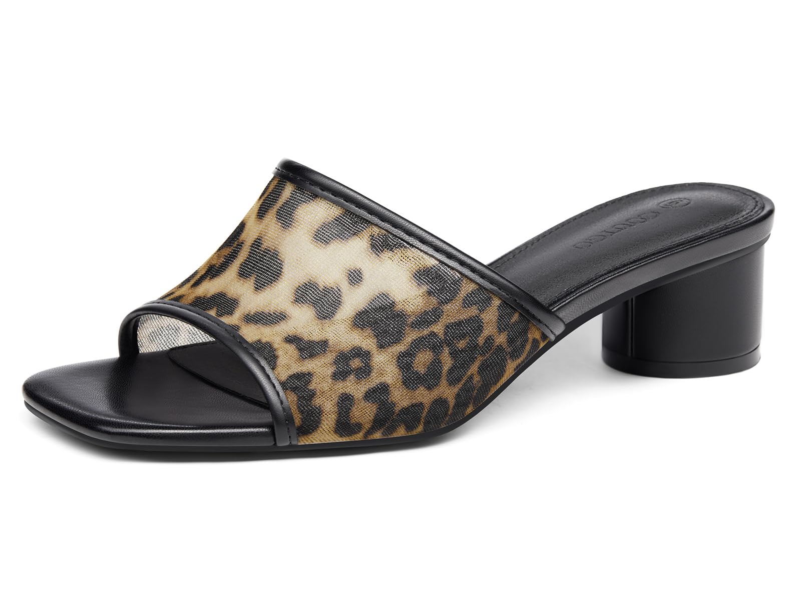 Coutgo Women's Square Open Toe Chunky Heel Slide Sandals