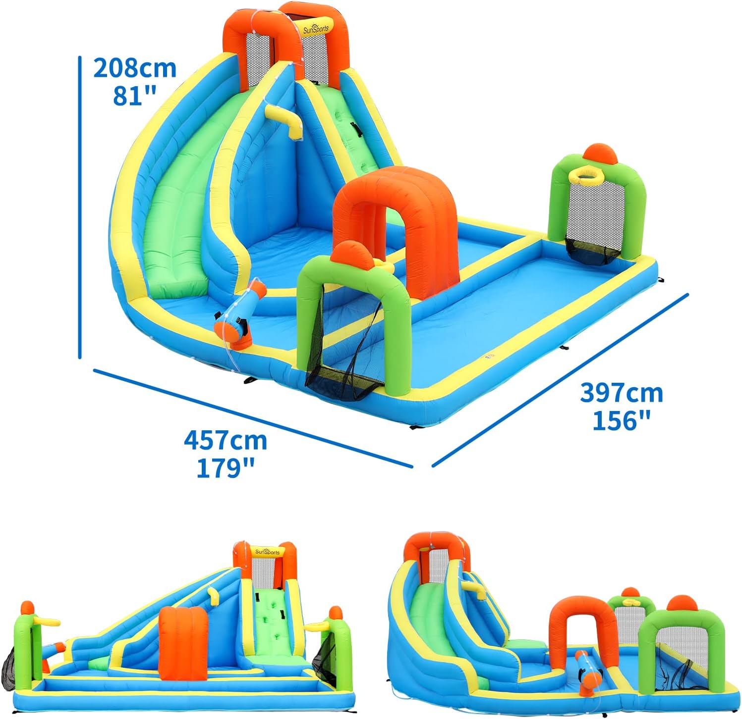 Inflatable Water Slide,Water Bounce House with Slide,Bouncy Castle for Kids Outdoor,Inflatable Water Park for Kids Backyard with Tunnel