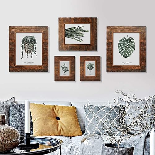 Miniatura 6 de Eosglac Marco de fotos de 8 x 10 pulgadas, diseño de tablones de madera y marco de fotos, corteza de abedul natural de 5 x 7 pulgadas, para mesa o