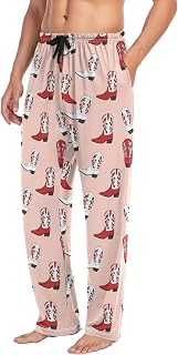 QUGRL Mens Pajama Pants Soft Men's Pajama Bottoms Loose Mens Lounge Sleep Pants with Pockets Drawstring