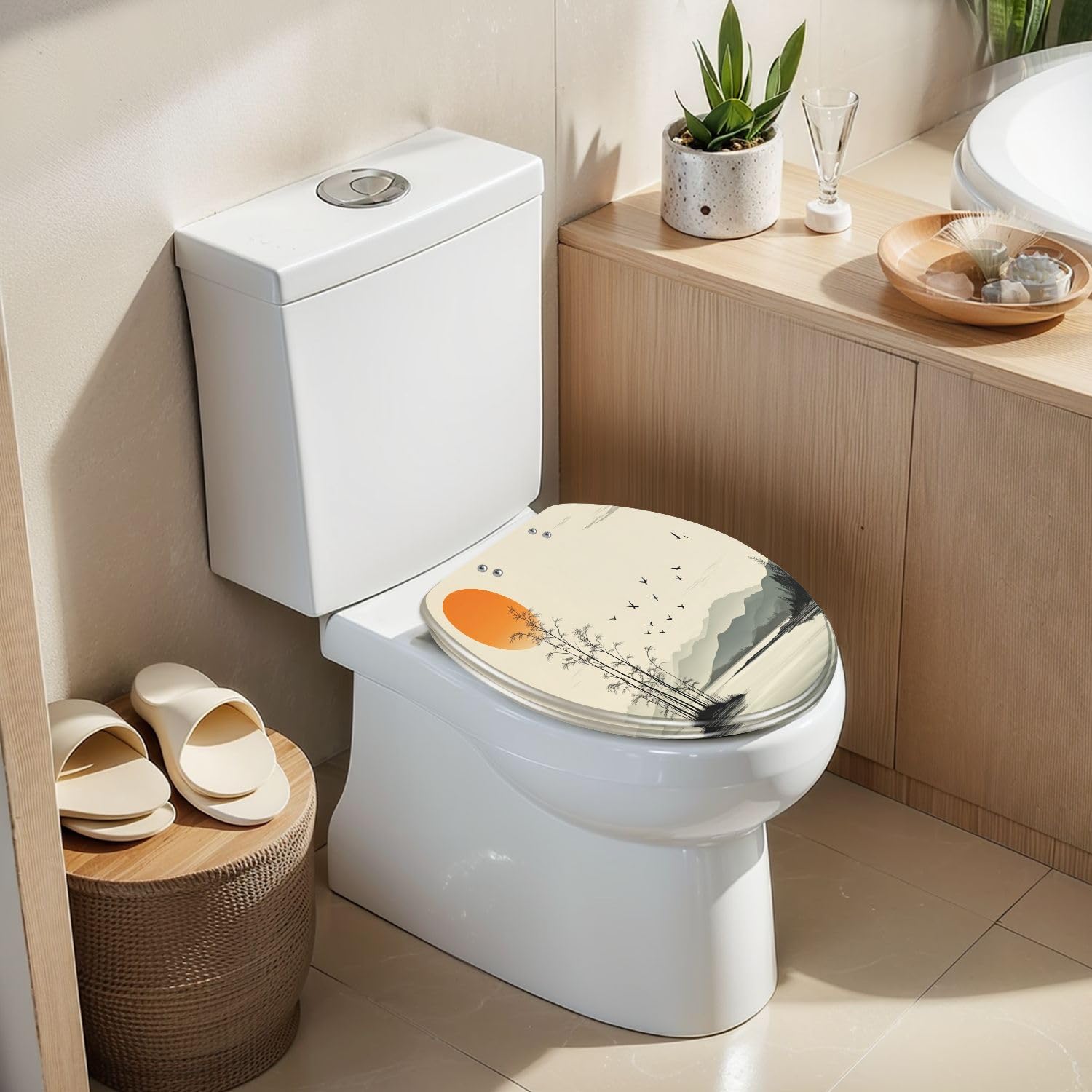 Asiento de inodoro alargado con cierre suave y liberación rápida para baño.