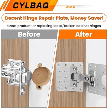 Cabinet Hinge Repair Plate, CYLBAQ 16PCS Stainless Steel Plate for Hinges