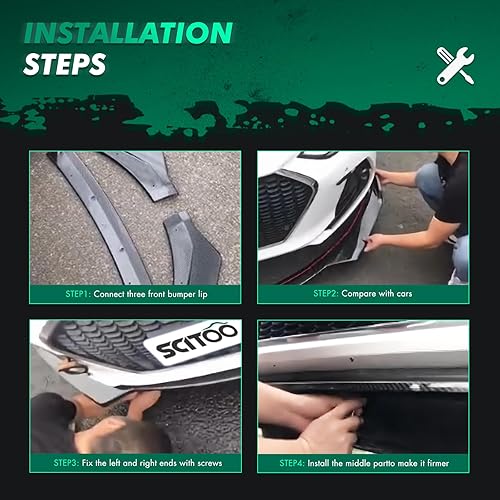 Miniatura 6 de SCITOO Kit de carrocería de parachoques delantero de poliuretano negro brillante, alerón de barbilla alerón parachoques delantero para 2013-2016
