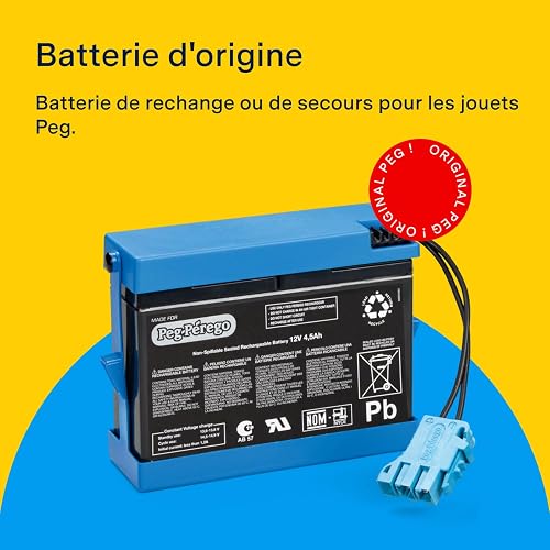PEG Batterie 12V/4.5Ah - Pièce de Rechange Originale Rechargeable pour Véhicules Électriques Peg Perego - 4