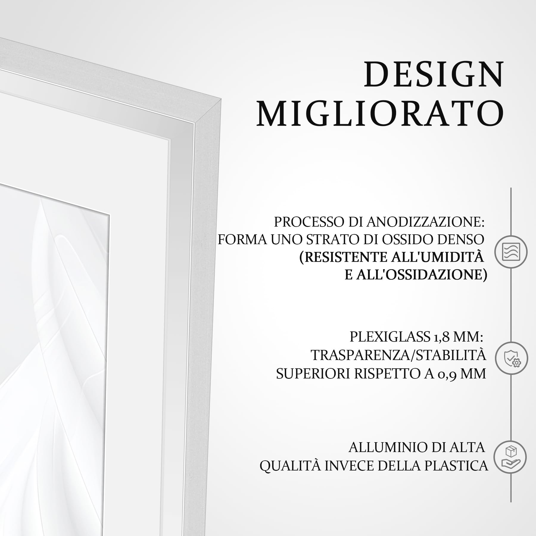 HIMEETIME® 3x Cornice per foto,30x40 cm,Alluminio Metallo argentata,Passepartout 20x20cm,Cornice 30x40 Grande per Foto Disegni,Solo per Espositore a Parete