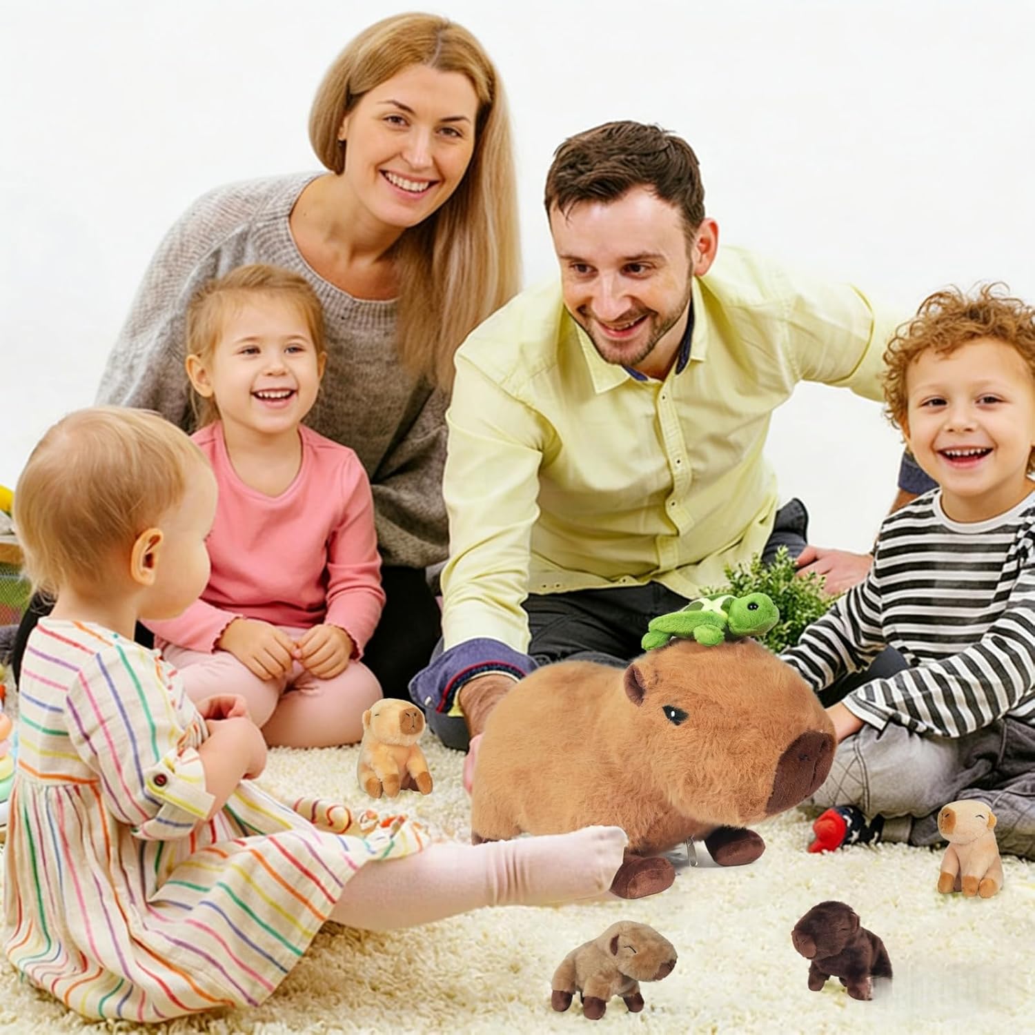 6 in 1 Capybara Plush Large Capybara Stuffed Animal with Babies Inside, 14.2" Mommy Stuffed Capybara Plush Pillow with Turtle 4 Baby Capibaras Peluches Plushies Toys for Kids Birthday Valentines Gifts - Image 8