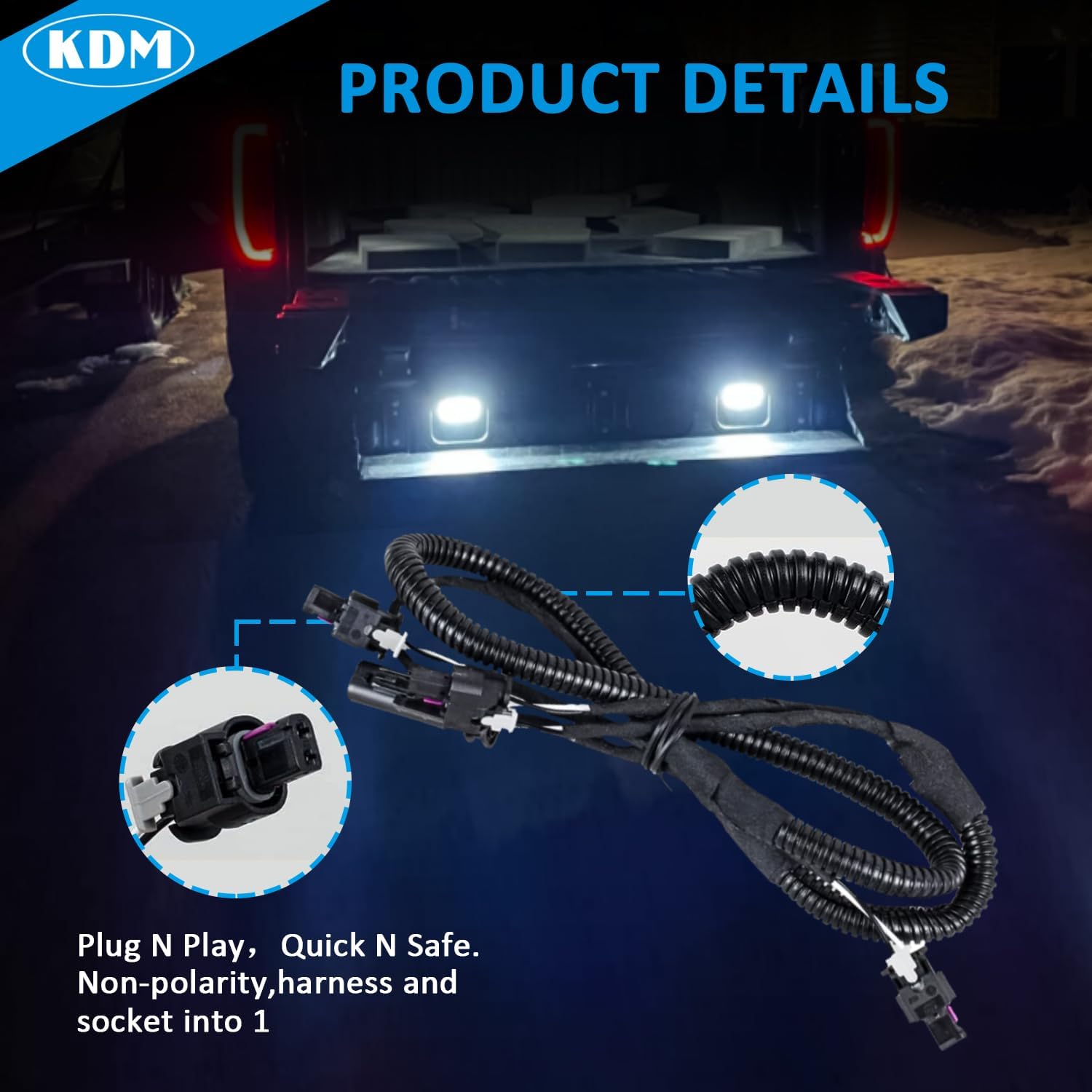 KDM LED Rear Tailgate Step Light with Wiring Harness Connector Fit for 2020-2021 GMC Sierra 1500 2500 3500 HD,2020 Chevy Silverado 1500 2500 3500 HD,6000K Multi-Pro Truck Bed Lamp Replacement 84347814