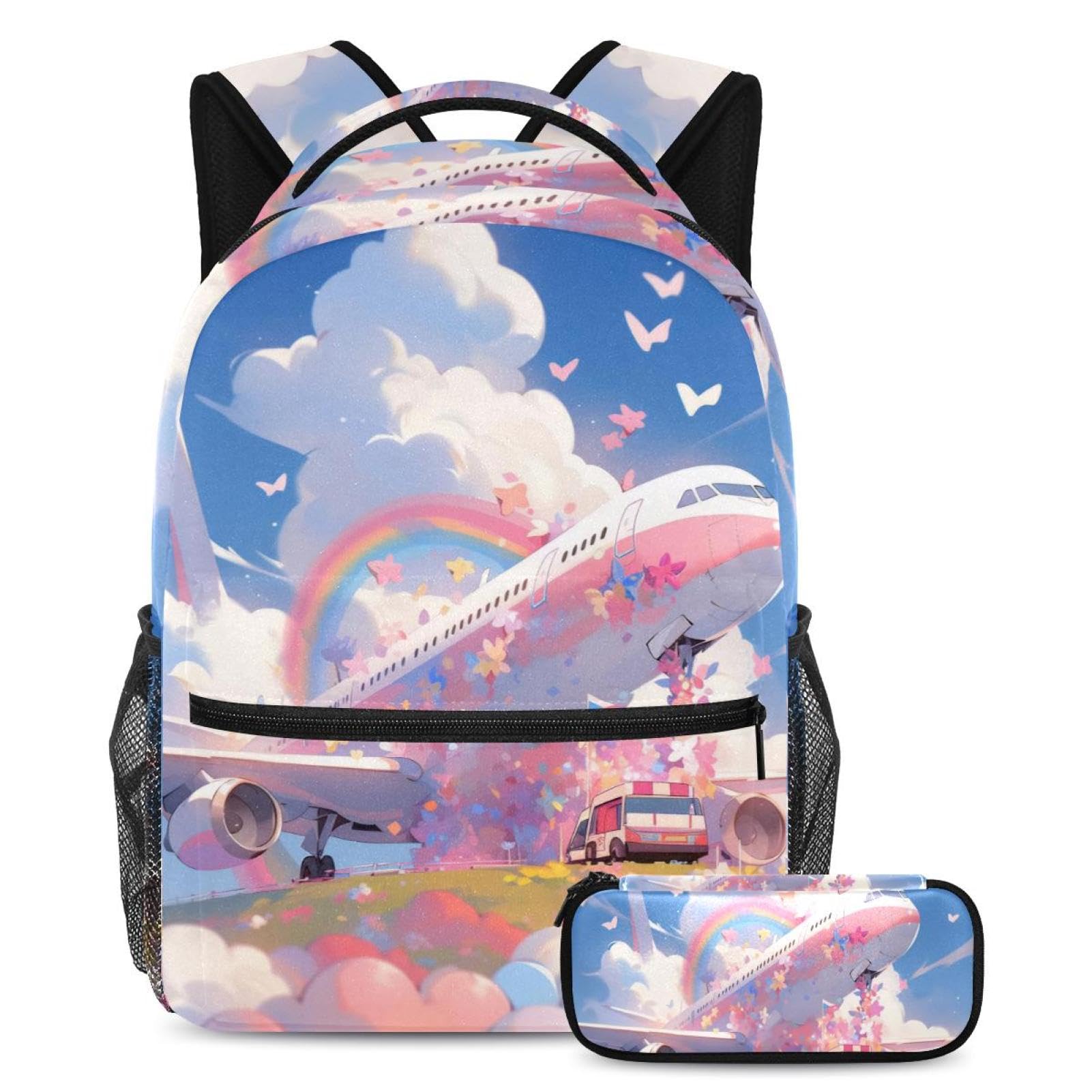 Sac à dos avion rose grand format pour soulager le dos des élèves - 7