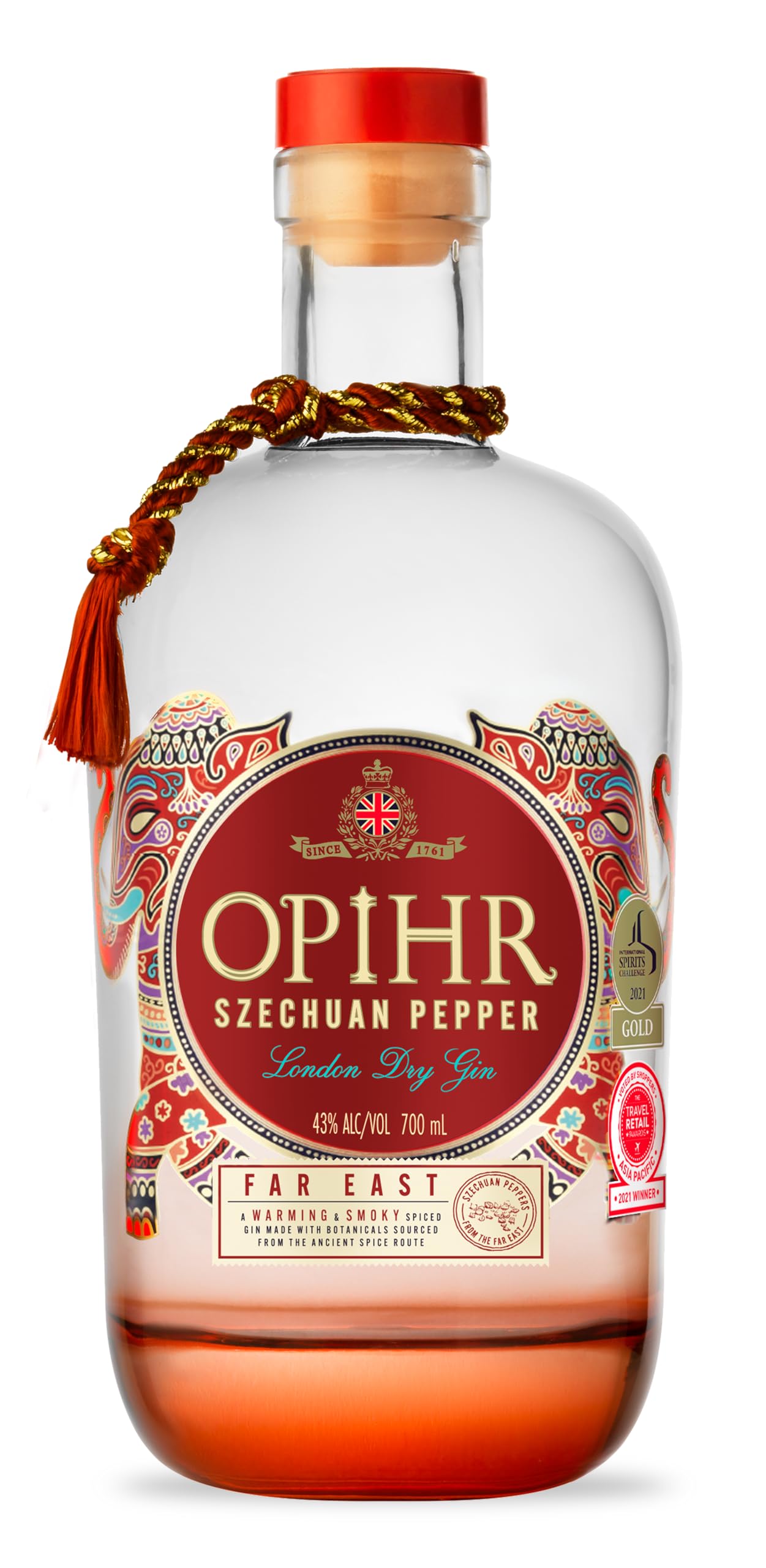 Opihr I Far East Edition I London Dry Gin Szechuan Pepper I Mit süßen blumigen Nuancen I Inspiriert durch die antike Gewürzstraße I 43% Vol. I 700 ml
