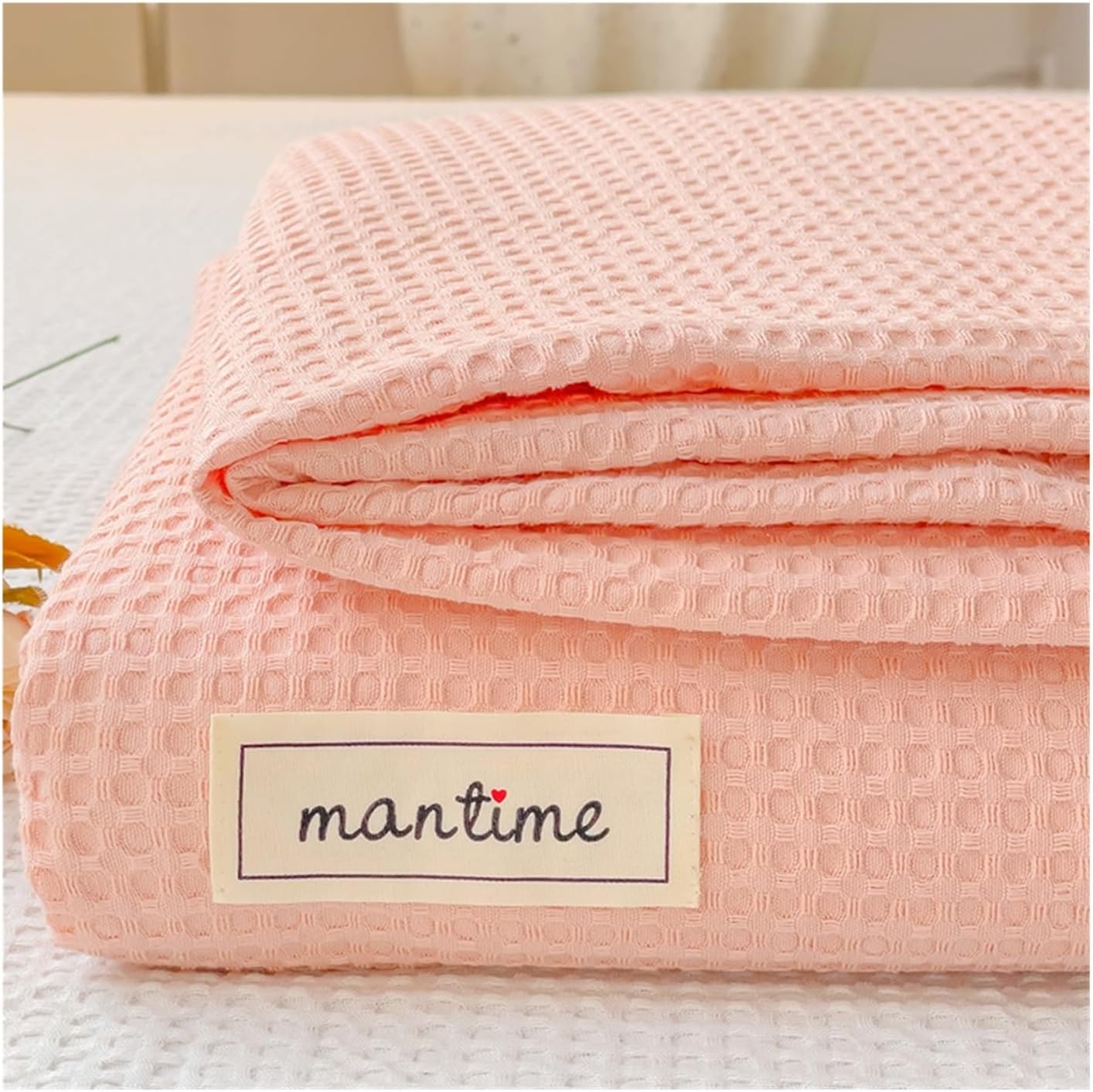 Waffle Flat Sheets Soft Breathable Bed Sheet 100% Cotton Top Sheet for Twin/Single Queen King Size Beds(White,240x265cm+48x74cm x2)