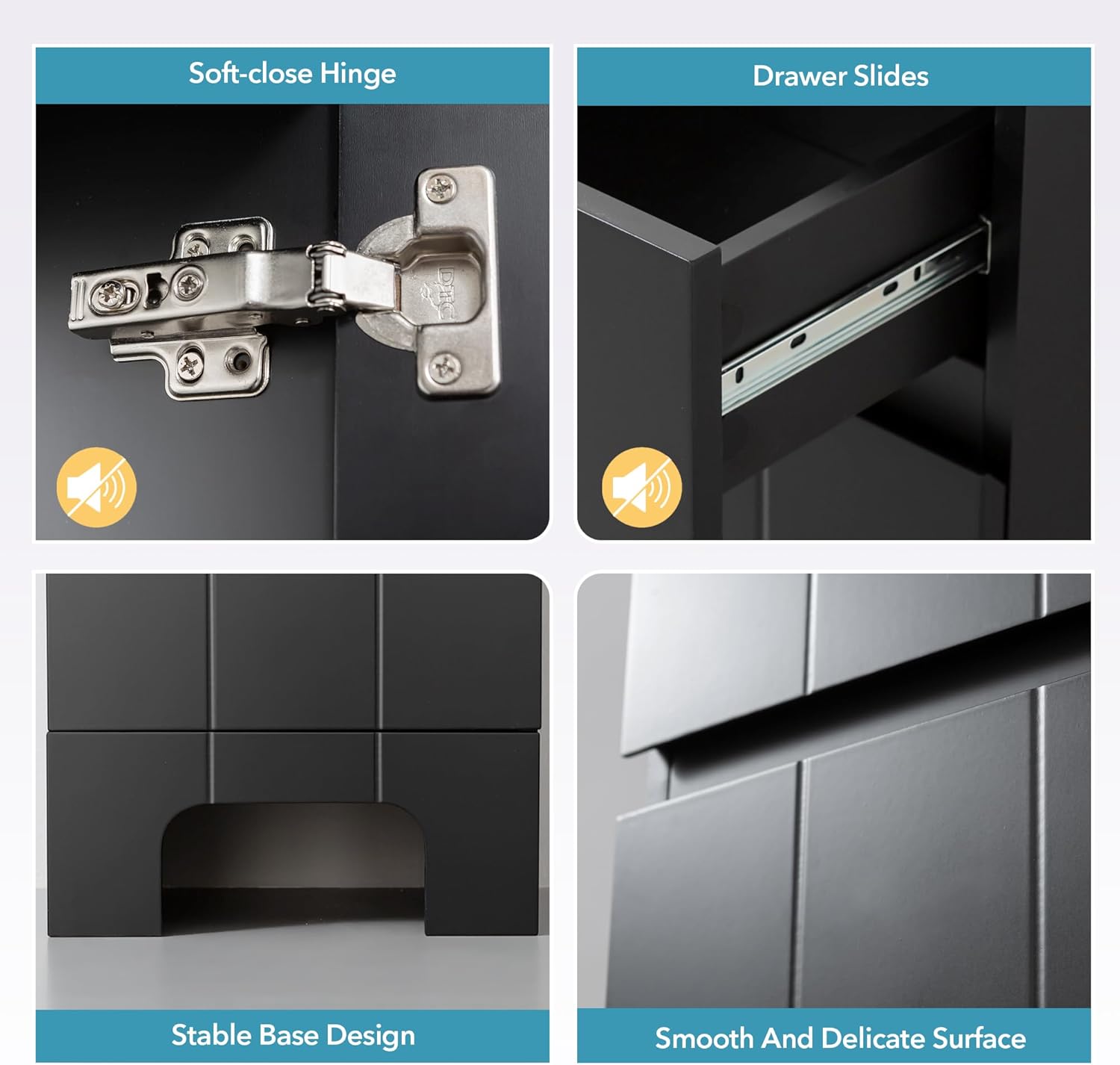 VANIRROR Small Bathroom Cabinet with Adjustable Shelves, Drawer, Anti-Tip Design, 14.96" L x 11.81" W x 32.09" H, Durable MDF for Bathroom, Kitchen, Laundry Storage, Soft-Close Door